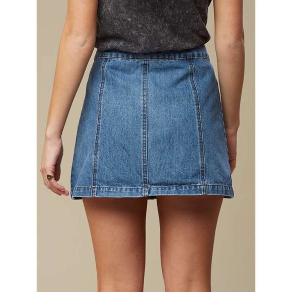 Altard State Small Monana Skirt Denim Jean Blue Front Full Zip Mini Women 750‎ - Picture 3 of 8
